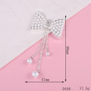 Silver bow pendant with white faux pearls and tassels for creative DIY phone case charms