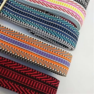 Adjustable woven replacement shoulder strap with ethnic geometric patterns for crossbody bags