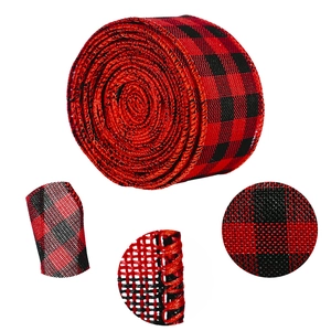 Classic red and black buffalo plaid ribbon roll for Christmas DIY crafts and gift wrapping