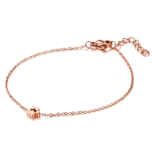 Bracciale minimalista in acciaio inossidabile oro rosa con ciondolo a zampa traforata