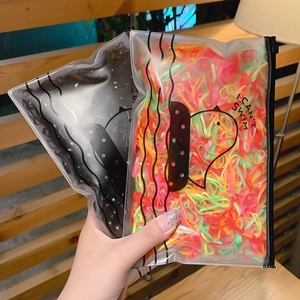 Colorful and black high-elastic hair ties in portable matte zipper bags for kids