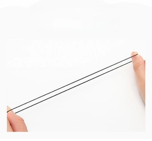 Close-up showing high elasticity and strength of thick black hair ties being stretched