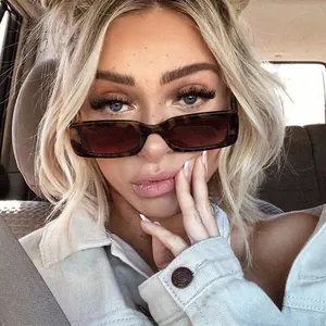 Retro leopard print square sunglasses with sturdy metal hinges and dark tinted lenses