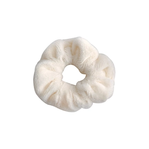 Soft white plush scrunchie fluffy hair tie for women stylish winter hair accessories
