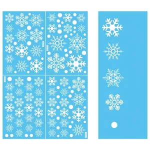 Detailed dimensions of Santa Claus elk static stickers and snowflakes for glass window decor