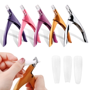 Professional U-shaped nail clipper for acrylic fake nails, manicure trimming tool with 5 colors.