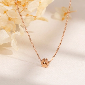 Elegante roségoldene Edelstahlhalskette mit einem zarten Pfotenabdruck-Anhänger für Damen