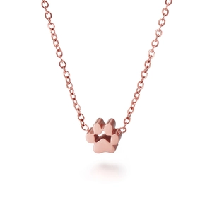 Minimalistische roségoldene Edelstahlhalskette mit hohlem Katzenpfoten-Anhänger-Design