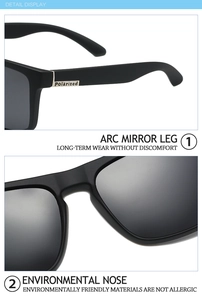 Close-up of polarized sports sunglasses featuring arc temples and eco-friendly nose pads