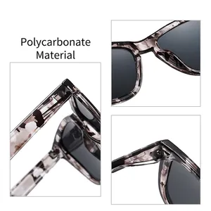 Stylish polarized sunglasses with PC tortoiseshell frame and dark grey lenses for women