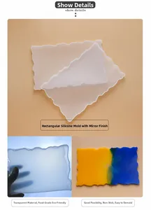 Detailed macro view of flexible rectangular silicone mold with irregular wave edges