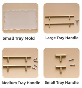 Detail view of wave-edge silicone tray molds with golden metal T-bar handles and screws