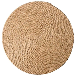 Thick round jute braided placemat with natural woven texture for dining table heat insulation