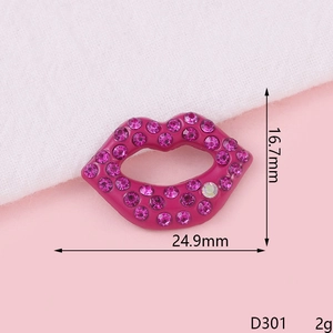Detailed close-up of a rhinestone lip charm with dimensions 24.9mm x 16.7mm for DIY crafts