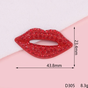 Sparkling red lip rhinestone DIY accessory for jewelry or clothing 43.8mm x 23.4mm