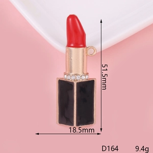 Lipstick pendant with red top and rhinestone inlay including size dimensions 51.5mm