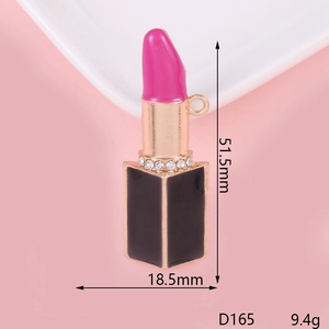 Lipstick shape rhinestone charm showing dimensions 51.5x18.5mm and 9.4g weight