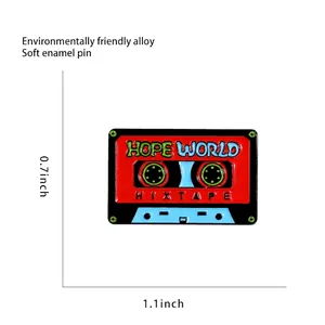 Pin's cassette émaillée Hope World rétro en alliage écologique pour sacs à dos