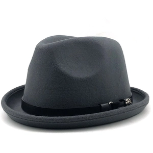 Vintage Wool Felt Fedora Hat Wide Brim Jazz Cap With Leather Band And Metal Buckle British Style For Men Women Unisex