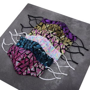 Set of 5 colorful sequin masks with adjustable ear loops in various vibrant colors