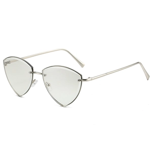 Lunettes de soleil œil de chat sans monture avec branches en métal argenté