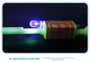 Macro view of LED module and glowing light for ng-588 copter toy slingshot rocket