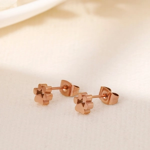 Boucles d'oreilles minimalistes en acier inoxydable rose doré motif patte d'animal
