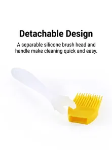 Detail of detachable silicone brush head and translucent handle for easy cleaning