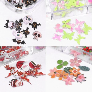 Christmas and Halloween nail art wood pulp flake set with colorful flower butterfly designs