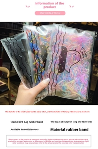 Detail of colorful rubber hair bands in high elasticity and varied sizes with packaging