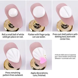 3D witte vaste nagel carving gel voor DIY schelppatronen en professionele nail art