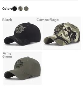 Comparaison détaillée des casquettes tactiques en noir, camouflage et vert armée brodé