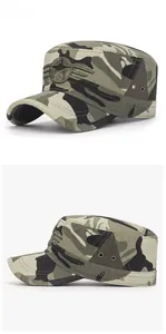 Detail of army cadet hat with U.S. AIR FORCE embroidery and woodland camouflage pattern