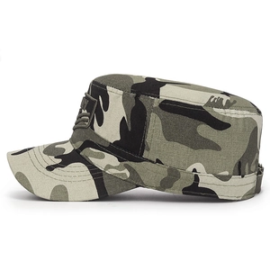 Outdoor cotton camouflage flat top army cap with NEW embroidery for men and women