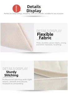Detail of durable beige canvas tote showing tight stitching and wear-resistant fabric