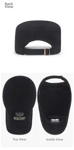 Detail view of cotton cadet cap with Air Force embroidery and adjustable metal buckle