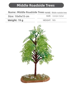 Detailed middle roadside tree model with realistic green foliage for diorama sand table