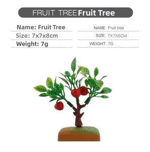 Detailed technical view of a miniature fruit tree model with dimensions and specifications
