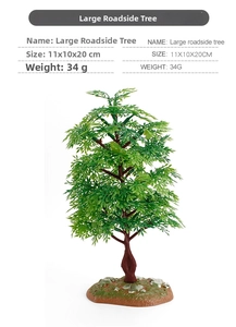 Large roadside tree model for DIY farm scenery 11X10X20CM with textured bark and green leaves