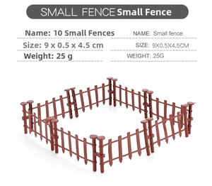 Set of 10 brown miniature farm fences for DIY micro landscape garden dioramas