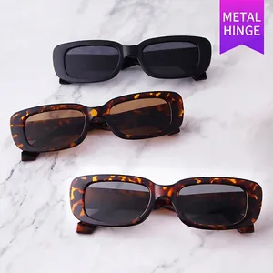 Retro small square sunglasses with tortoise shell and black frames featuring metal hinges