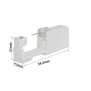 Detailed side view of disposable ear piercing tool with 58.2mm length dimensions