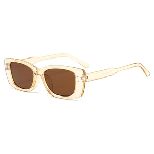 Retro Y2K square sunglasses with translucent champagne frames and dark brown lenses