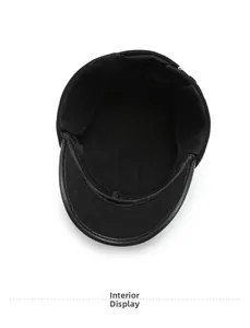 Interior view of winter flat cap showing thick thermal fleece lining and ear flaps