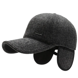 Berretto da baseball invernale uomo grigio scuro con paraorecchie e fodera in pile calda