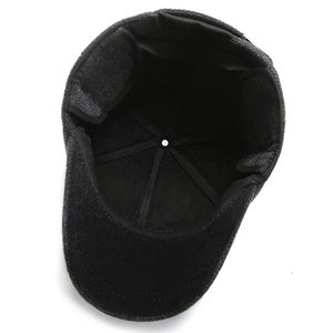 Winter baseball cap for men with ear protection and thick wool lining in dark grey finish
