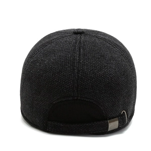 Winter wool baseball cap for men featuring a metal buckle and thick warm fabric