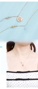 Détails du collier pendentif tournesol en or et or rose avec chaîne à nœuds