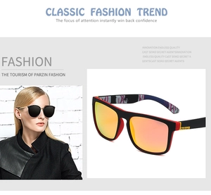 Detail showing classic black round sunglasses and red sporty polarized cycling eyewear