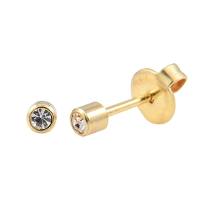 Boucles d'oreilles minimalistes en acier doré 24K avec zircons cubiques clairs